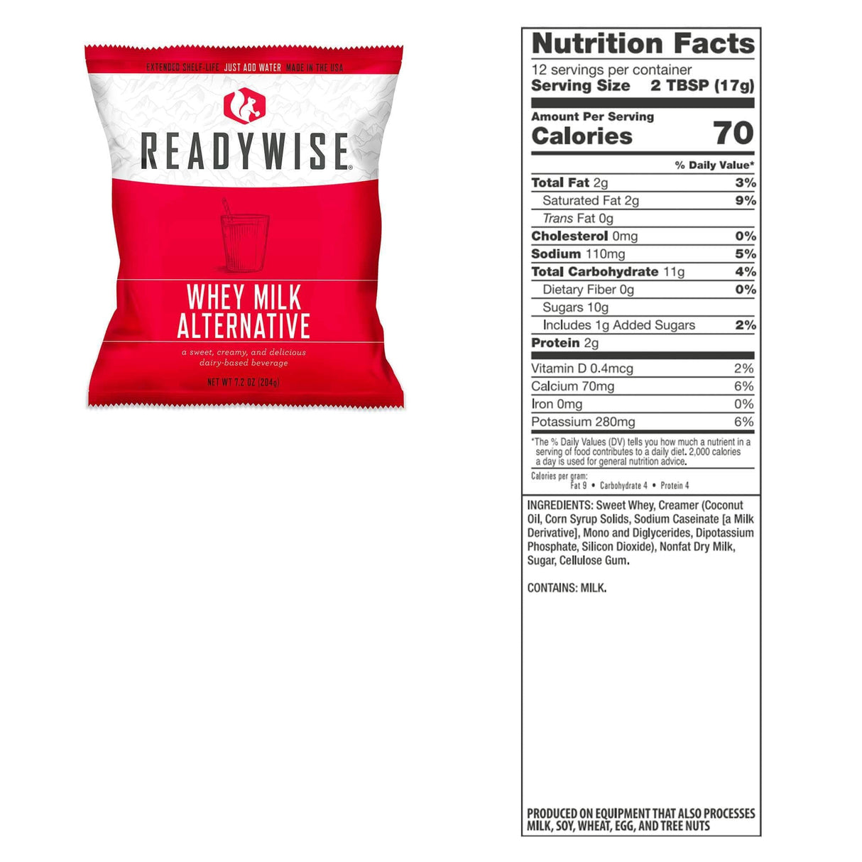 120 Servings Emergency Whey Milk Alternative