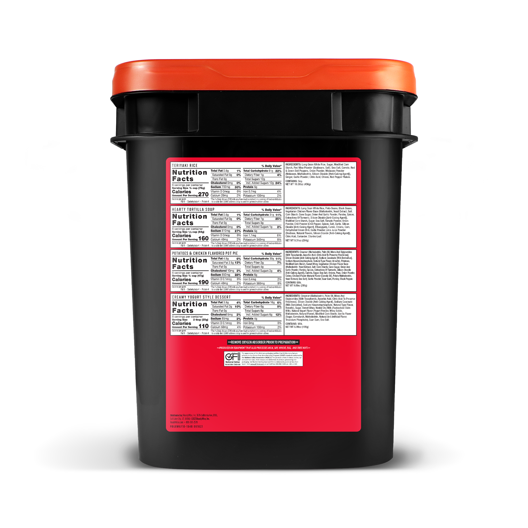 84 Servings Gluten Free Grab and Go Bucket