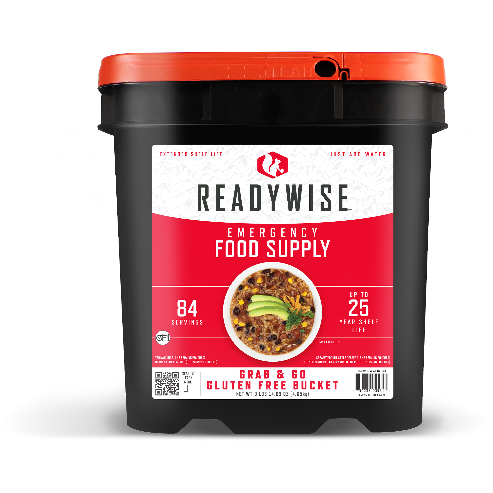 84 Servings Gluten Free Grab and Go Bucket