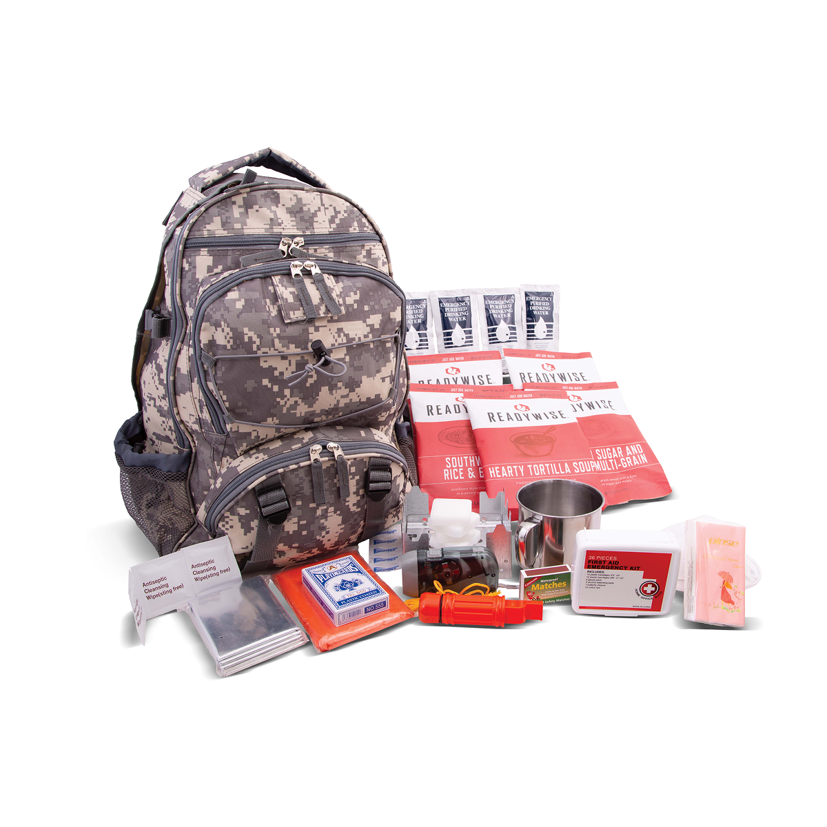 64 Piece Survival Back Pack (Camo)
