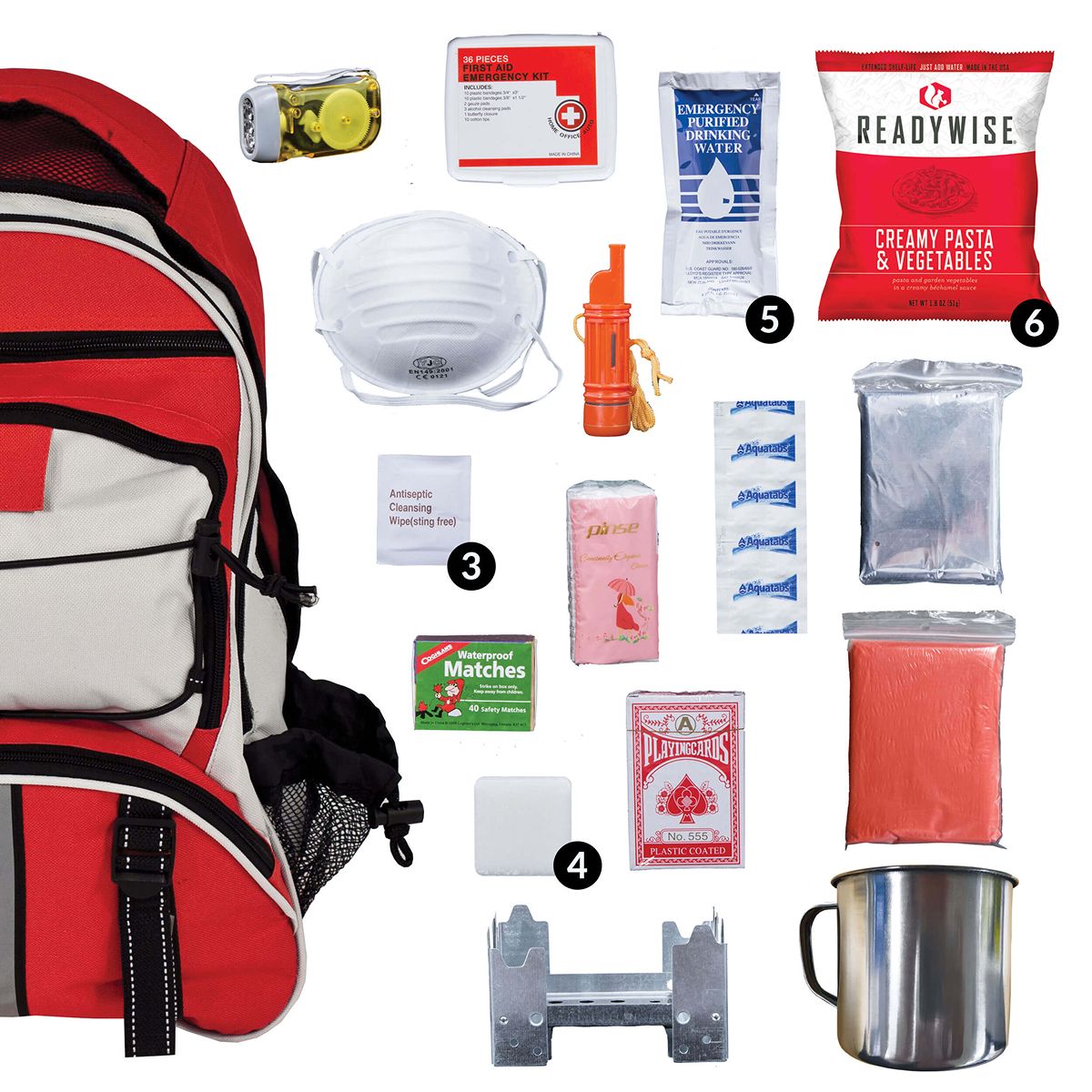 64 Piece Survival Back Pack (Camo)