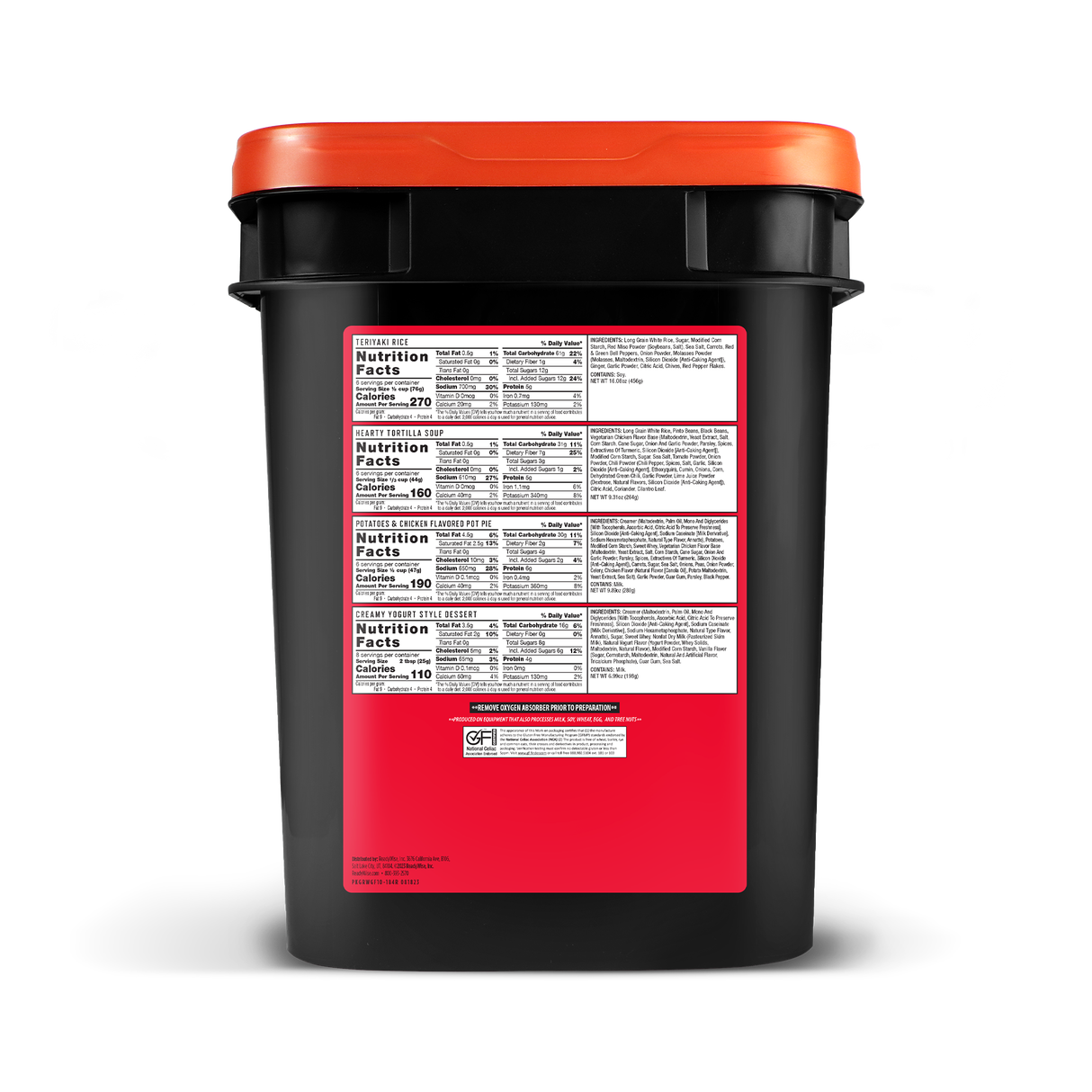 84 Servings Gluten Free Grab and Go Bucket