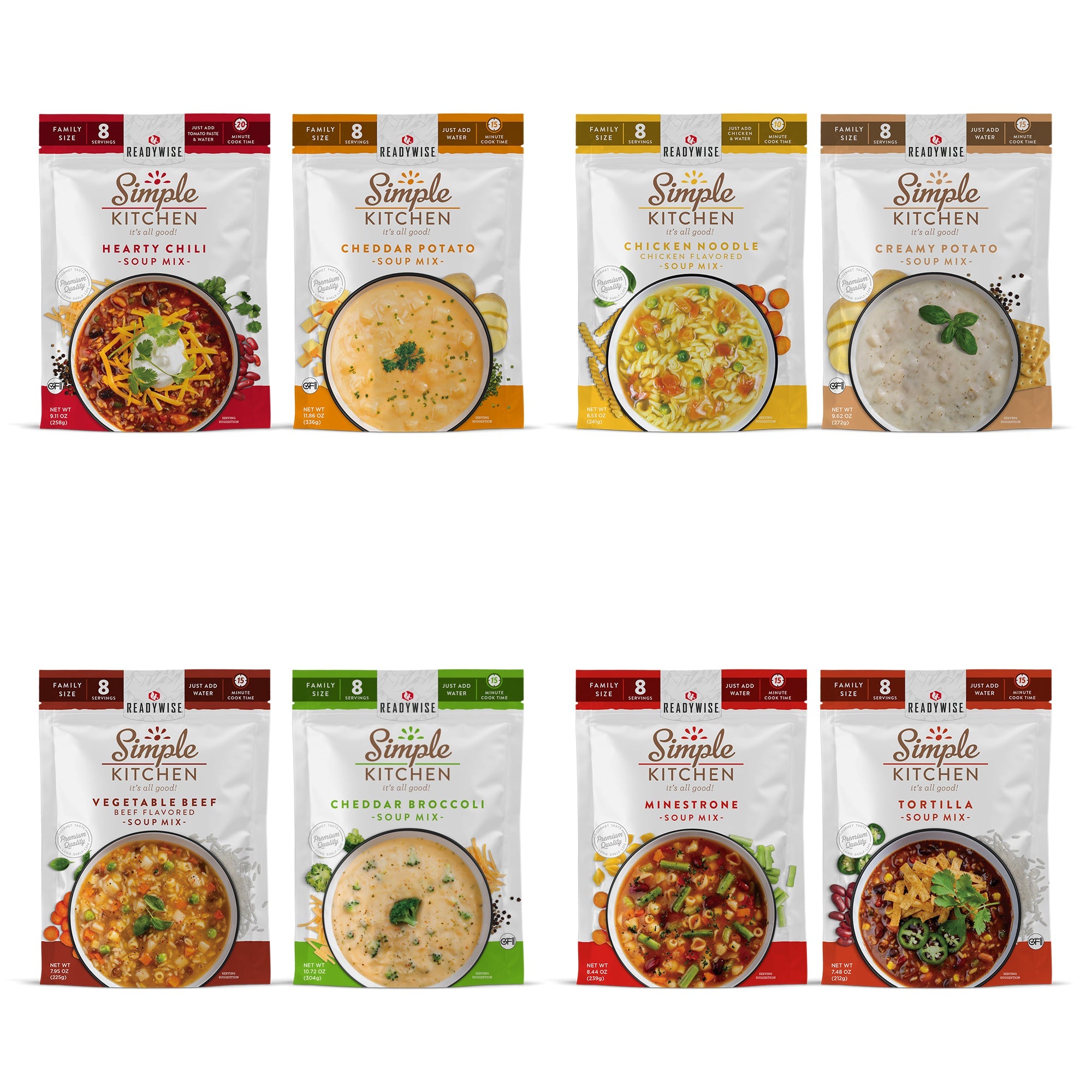 Simple Kitchen Soup Sampler Variety Pack (8 count, 8-Servings per Pouch)