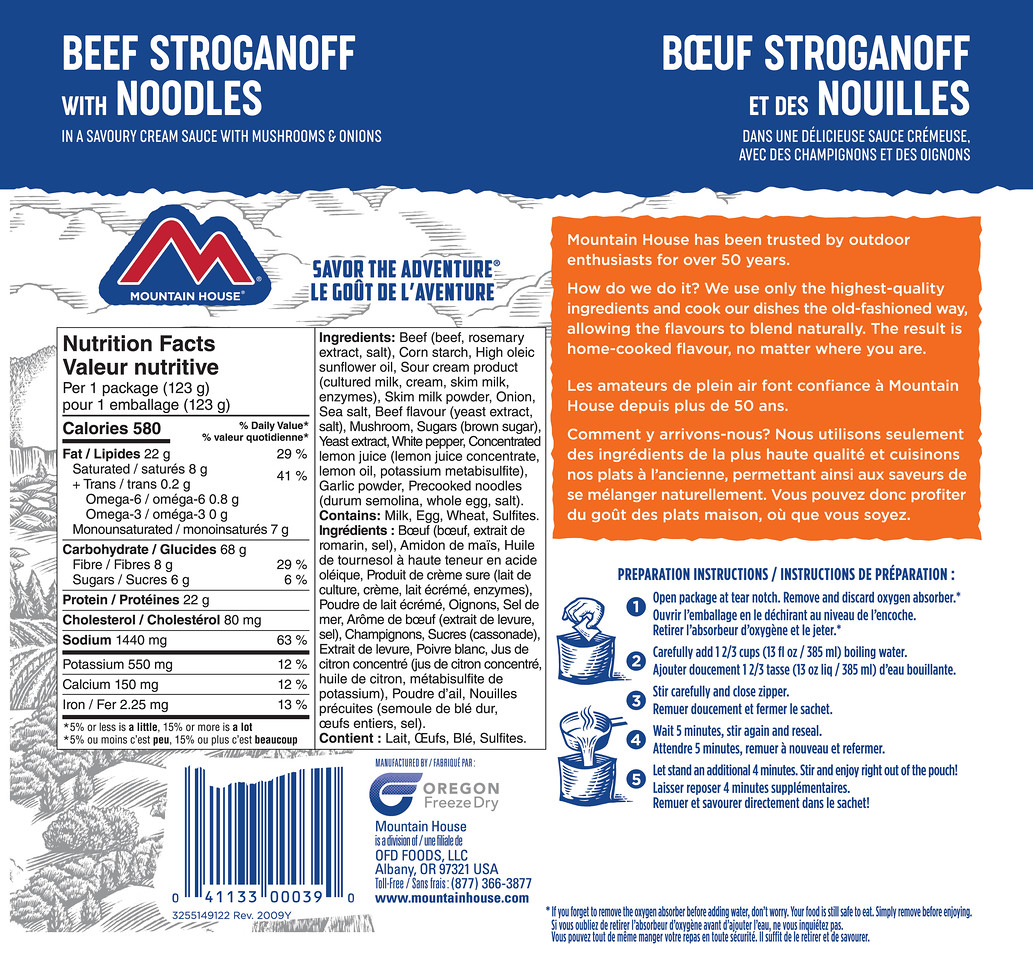 Mountain House Beef Stroganoff with Noodles Pouch - One Serving (EARLY EXPIRATION 2051-2053)