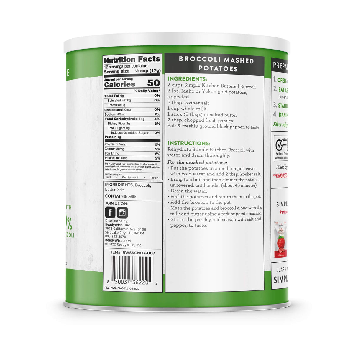 Freeze-Dried Buttered Broccoli - 12 Servings #10 Can