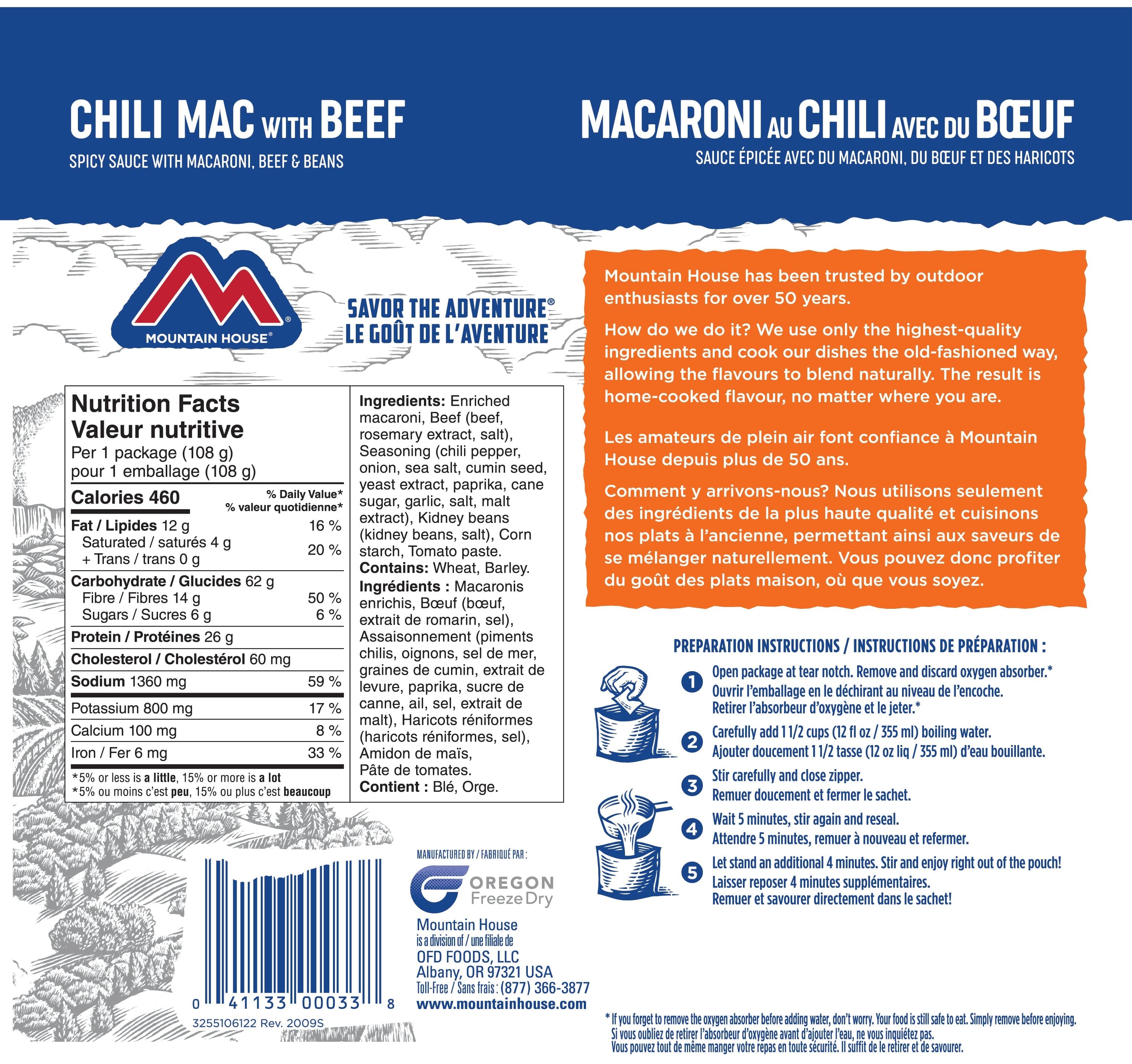 Mountain House Chili Mac with Beef Pouch - One Serving (EARLY EXPIRATION 2051-2053)