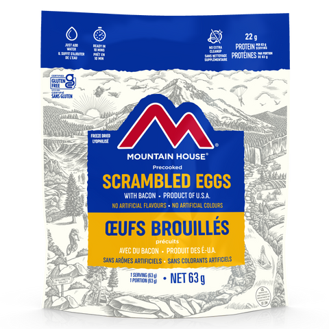 Mountain House Scrambled Eggs with Bacon Pouch (Gluten Free) - One Serving