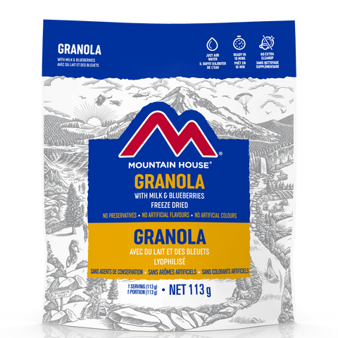 Mountain House Granola with Milk and Blueberries Pouch - One Serving (EARLY EXPIRATION 2051-2053)