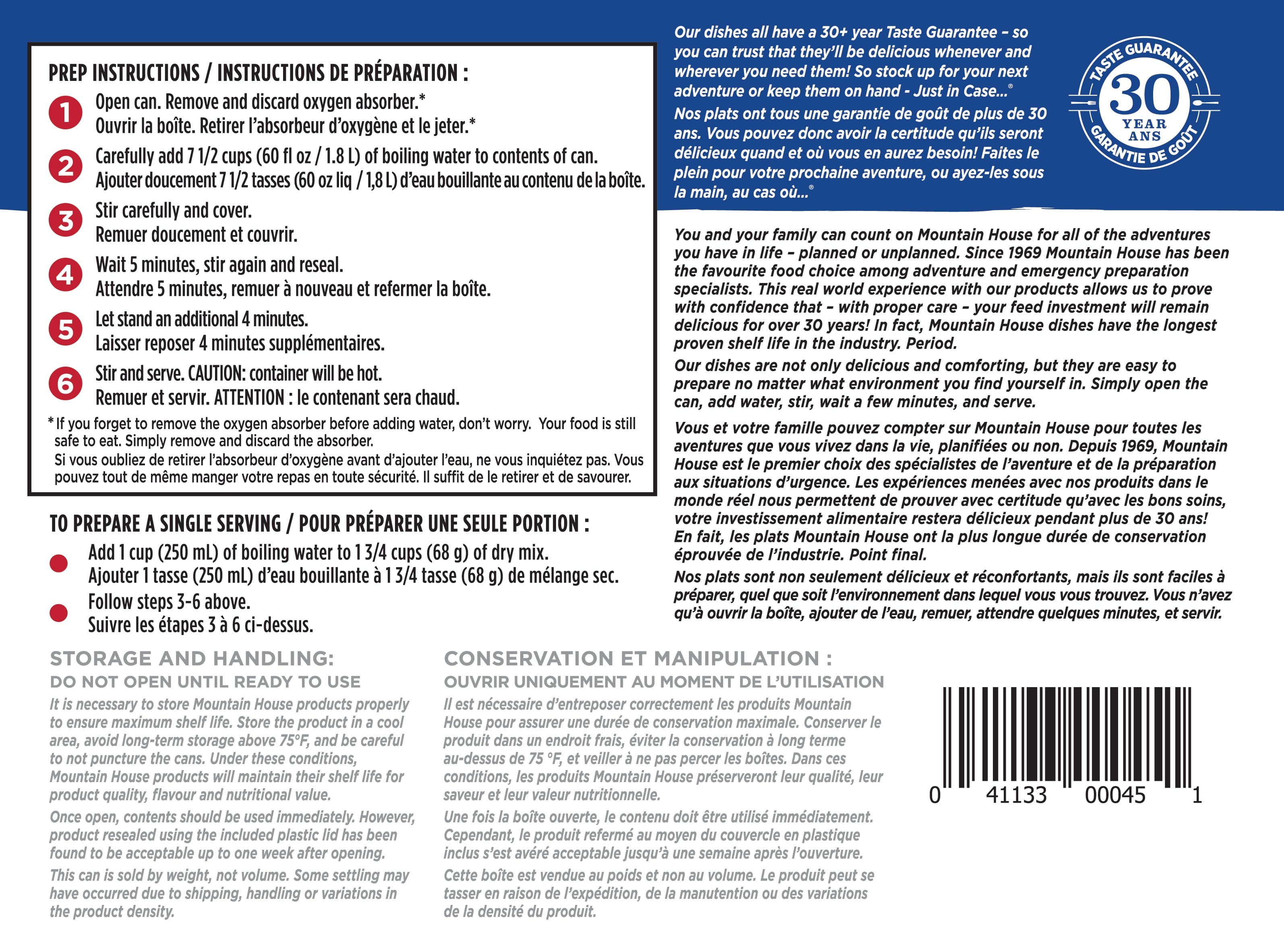 Mountain House Lasagna with Meat Sauce #10 Can [EARLY EXPIRY 2051-2053]