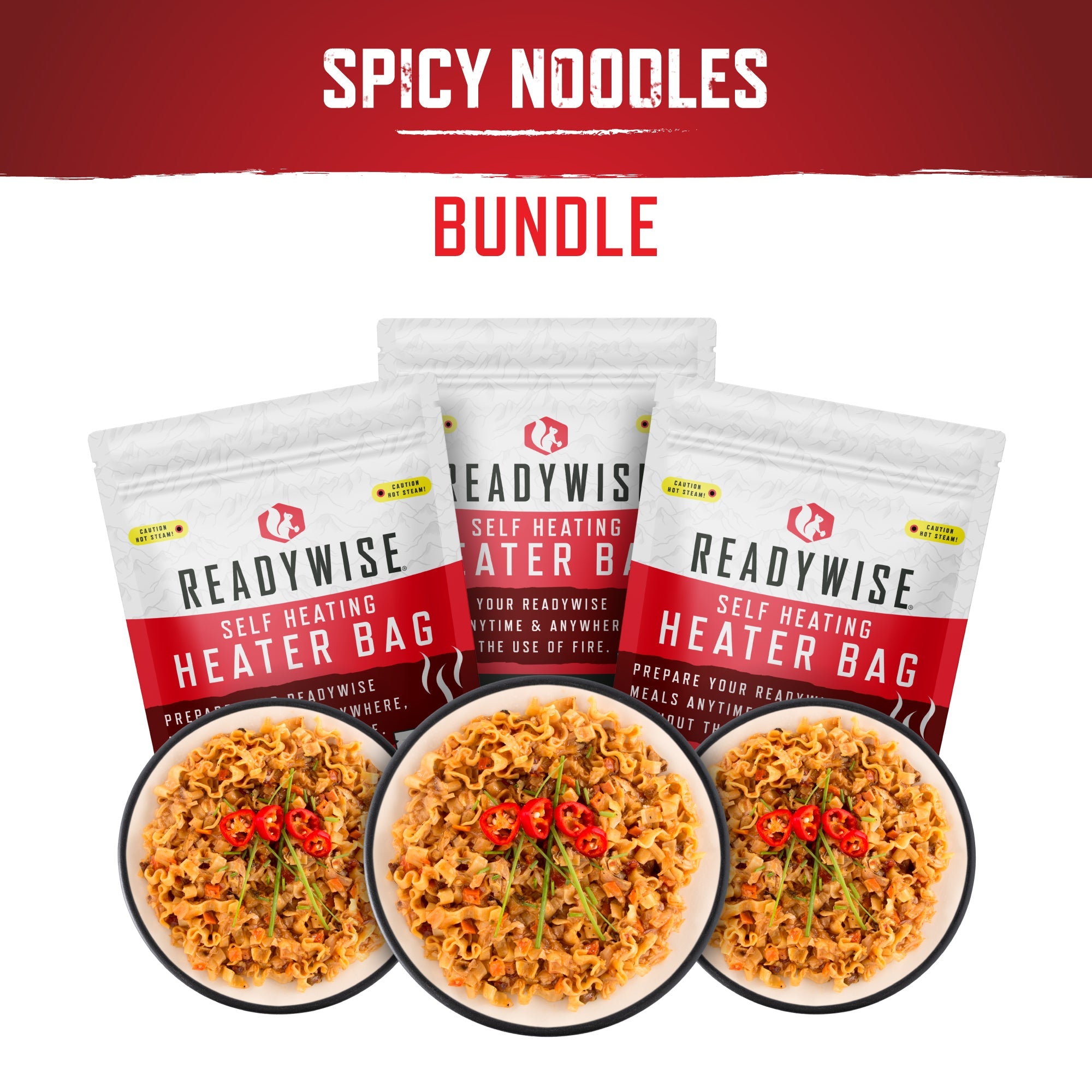 Self Heating Kit - Spicy Asian Style Noodles + Snack Bundle