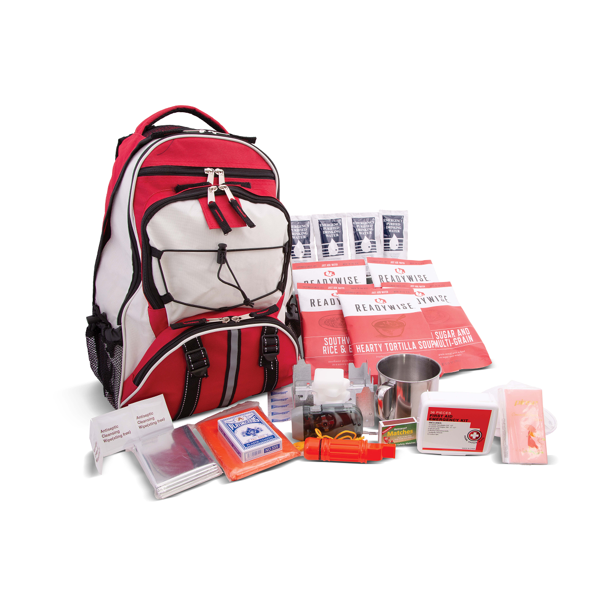 64 Piece Survival Back Pack (Red)