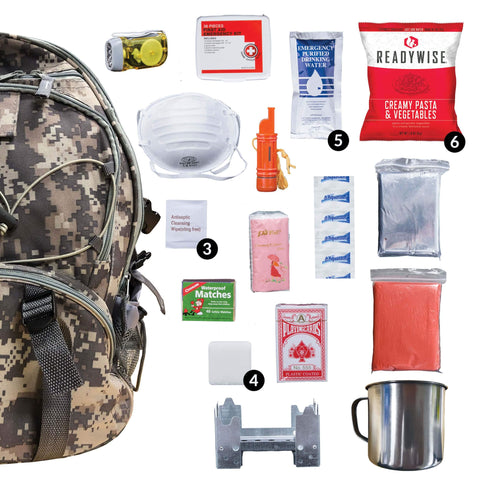 Camo 64 Piece Survival Backpack