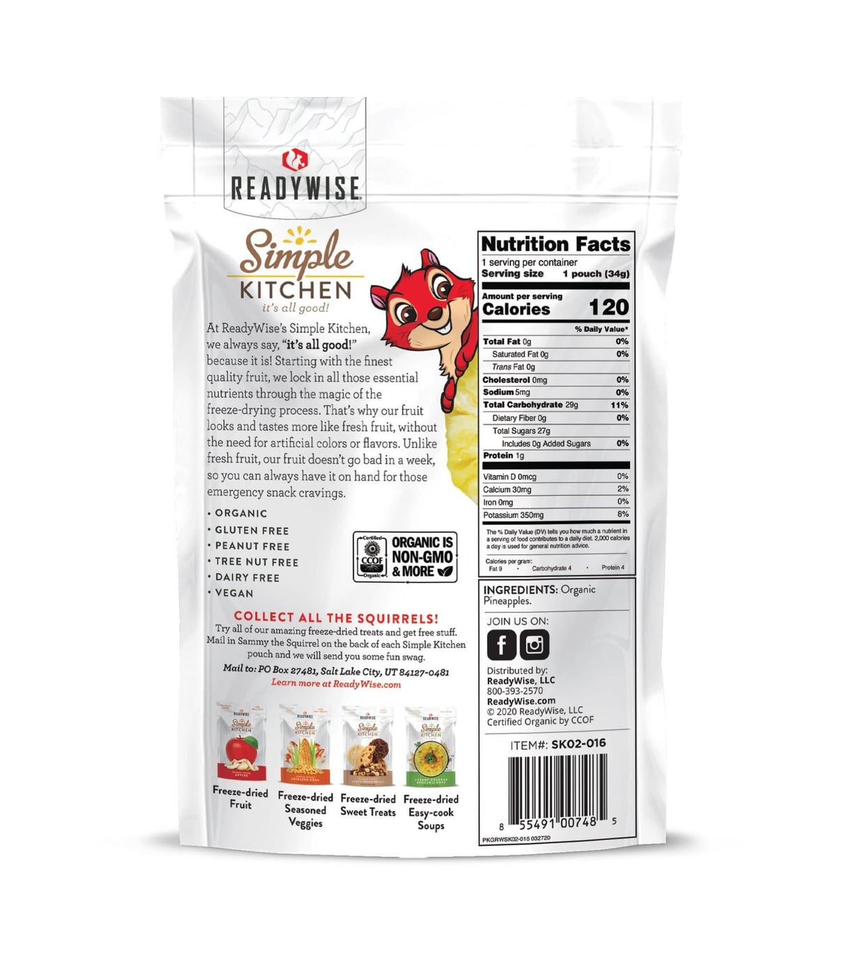 Simple Kitchen Organic Freeze Dried Pineapples - 6 Pack